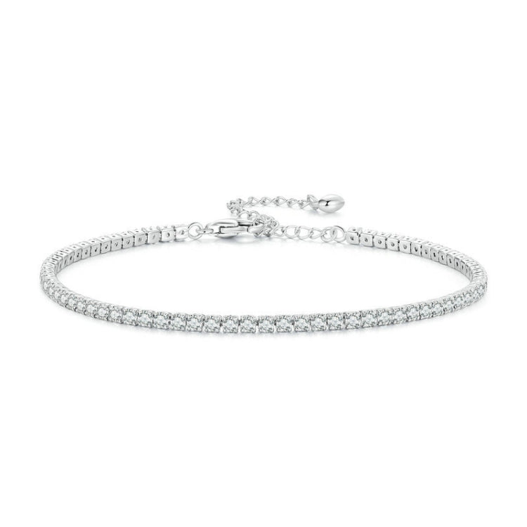 Pulseira pop de zircónia em prata esterlina S925 banhada a ouro branco, BSB097