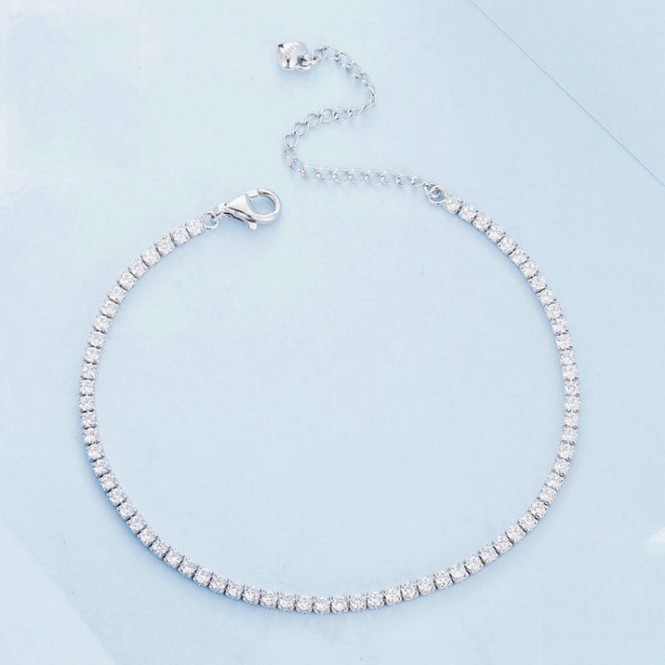 Pulseira pop de zircónia em prata esterlina S925 banhada a ouro branco, BSB097