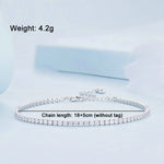 Pulseira pop de zircónia em prata esterlina S925 banhada a ouro branco, BSB097