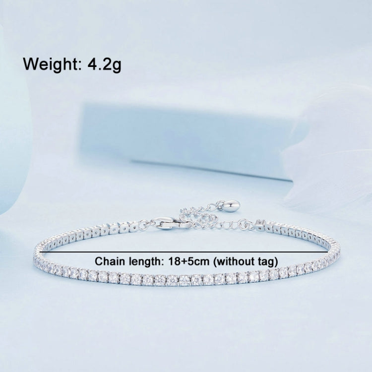 Pulseira pop de zircónia em prata esterlina S925 banhada a ouro branco, BSB097