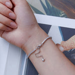Pulseira pop de zircónia em prata esterlina S925 banhada a ouro branco, BSB097