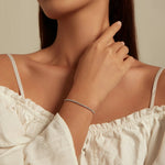 Pulseira pop de zircónia em prata esterlina S925 banhada a ouro branco, BSB097