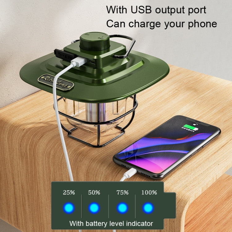 Lanterna Retro LED LY02 para Tenda, Lâmpada de Camping com Carregamento USB, LY02 Verde, LY02 Branco, LY02 Preto