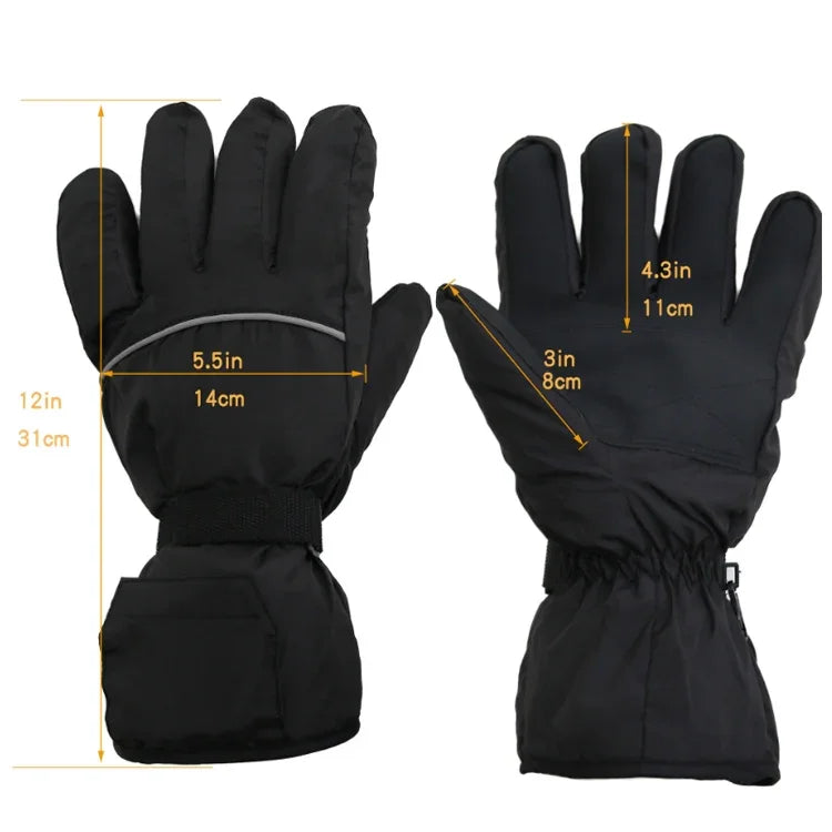 Luvas Aquecidas para Esqui e Desportos ao Ar Livre, Pretas, Pretas + Cabo USB