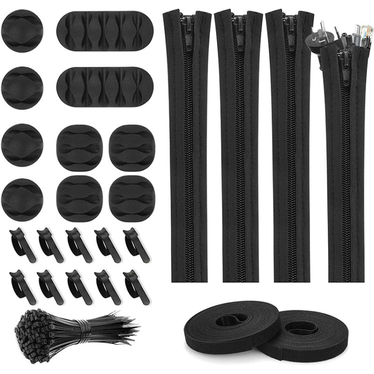 Kit de Organização de Cabos 3 em 1 de 0,5m com Manga para Cabos com Zíper e Clipe para Cabos, 5 em 1, Kit 3 em 1 de 0,5m, 4 Amarras com Zíper, Kit 3 em 1 de 5m