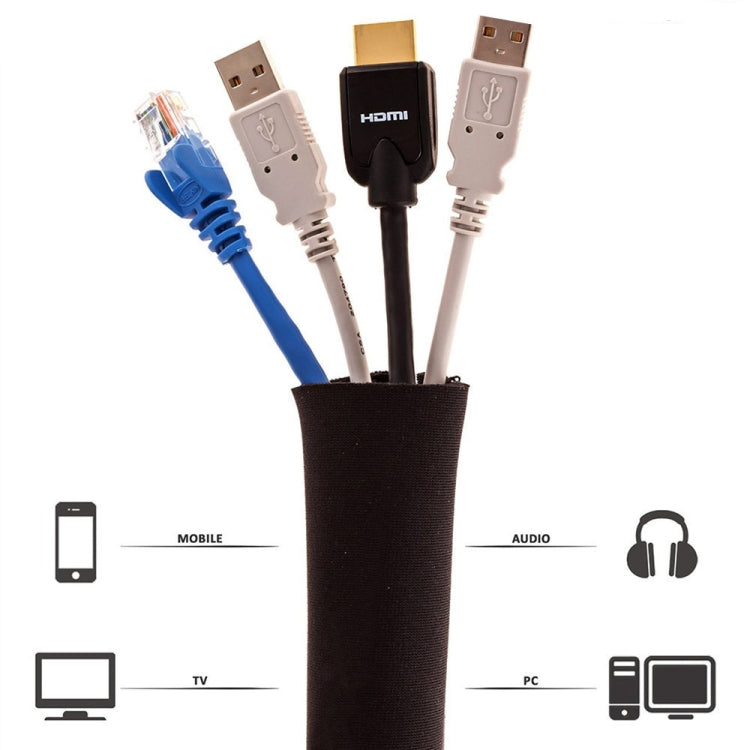 Kit de Organização de Cabos 3 em 1 de 0,5m com Manga para Cabos com Zíper e Clipe para Cabos, 5 em 1, Kit 3 em 1 de 0,5m, 4 Amarras com Zíper, Kit 3 em 1 de 5m