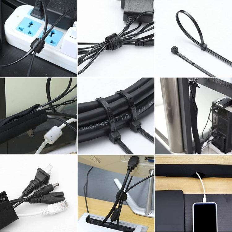 Kit de Organização de Cabos 3 em 1 de 0,5m com Manga para Cabos com Zíper e Clipe para Cabos, 5 em 1, Kit 3 em 1 de 0,5m, 4 Amarras com Zíper, Kit 3 em 1 de 5m