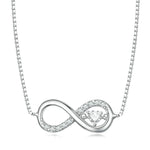 Colar símbolo infinito de coração de zircónia em prata esterlina S925, BSN276