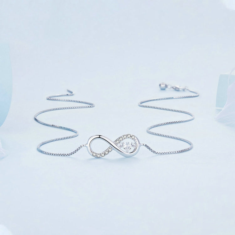 Colar símbolo infinito de coração de zircónia em prata esterlina S925, BSN276