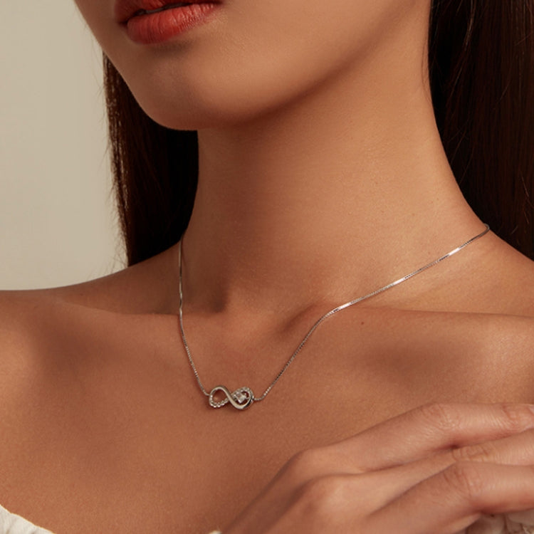 Colar símbolo infinito de coração de zircónia em prata esterlina S925, BSN276