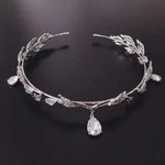 Ornamentos Frontais de Folhas Coroa Faixa de Cabelo com Strass, Headdress com Strass Prateado, Headdress com Strass Dourado