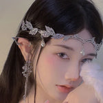 Ornamentos Frontais de Folhas Coroa Faixa de Cabelo com Strass, Headdress com Strass Prateado, Headdress com Strass Dourado