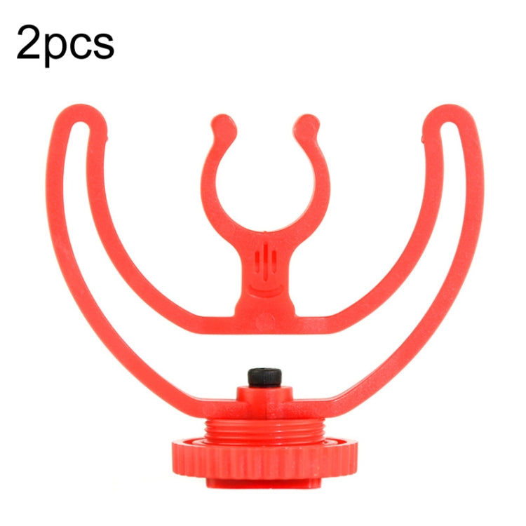 2 suportes de montagem para microfone com cold shoe, 2 suportes cold shoe vermelhos, 2 suportes cold shoe pretos