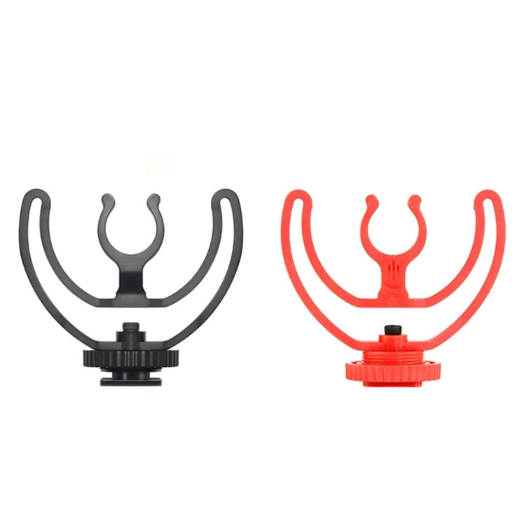 2 suportes de montagem para microfone com cold shoe, 2 suportes cold shoe vermelhos, 2 suportes cold shoe pretos