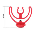 2 suportes de montagem para microfone com cold shoe, 2 suportes cold shoe vermelhos, 2 suportes cold shoe pretos