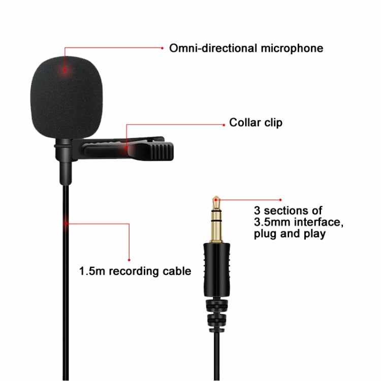Microfone de lapela sem fios para câmara Rode, comprimento 1.5m, LM16