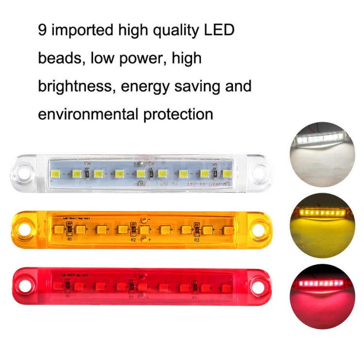 MK-224 10pcs 12-24V Truck Trailer 9LED Side Light Tail Lamp Signal Light, MK-224(Red), MK-224(Yellow), MK-224(White)