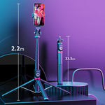 Selfie sticks Bluetooth dobráveis com rotação de 360 graus e suporte para transmissão em direto, especificações: P220 TK (clipe único), P225 TK (clipe único)