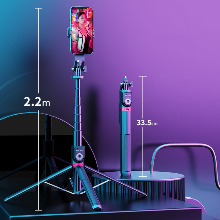Selfie sticks Bluetooth dobráveis com rotação de 360 graus e suporte para transmissão em direto, especificações: P220 TK (clipe único), P225 TK (clipe único)