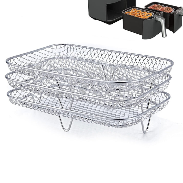 Acessórios para Fritadeira de Ar, Suporte de Vapor de Três Camadas Empilhável, Suporte de Desidratação, Quadrado, Retangular