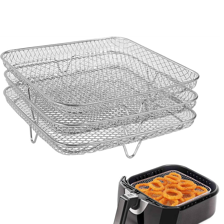 Acessórios para Fritadeira de Ar, Suporte de Vapor de Três Camadas Empilhável, Suporte de Desidratação, Quadrado, Retangular
