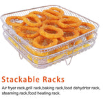 Acessórios para Fritadeira de Ar, Suporte de Vapor de Três Camadas Empilhável, Suporte de Desidratação, Quadrado, Retangular
