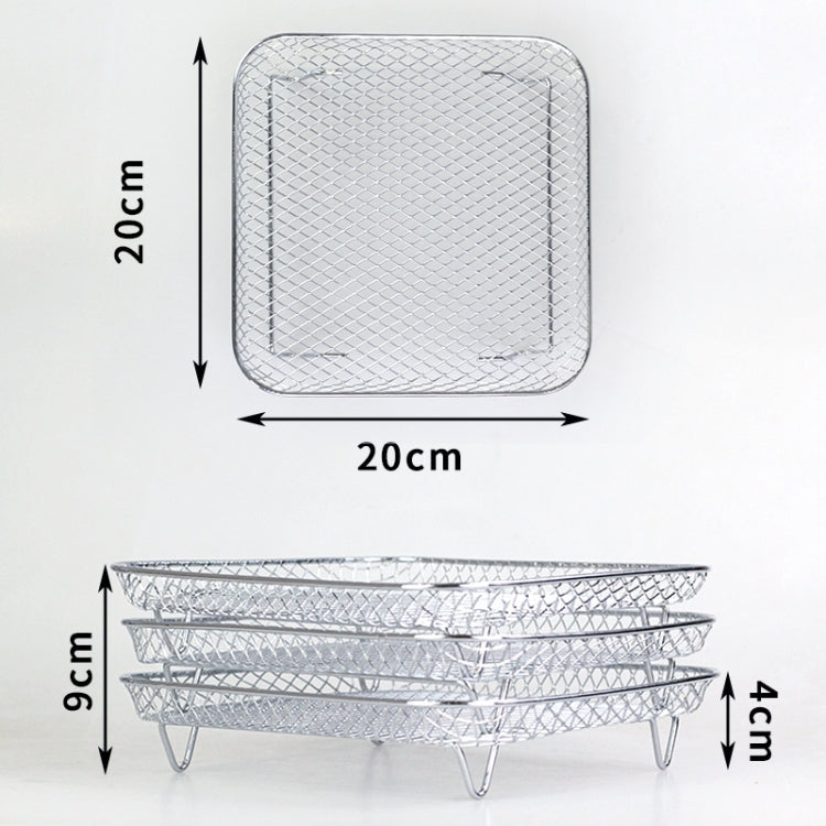 Acessórios para Fritadeira de Ar, Suporte de Vapor de Três Camadas Empilhável, Suporte de Desidratação, Quadrado, Retangular