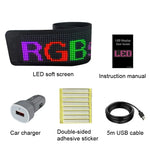 Ecrã LED Flexível para Carro com Controlo por APP de Telemóvel, Ligação Bluetooth, S1664RGB 390x107mm, S1696RGB 672x122mm, S3264RGB 390x187mm, S3296RGB 672x218mm