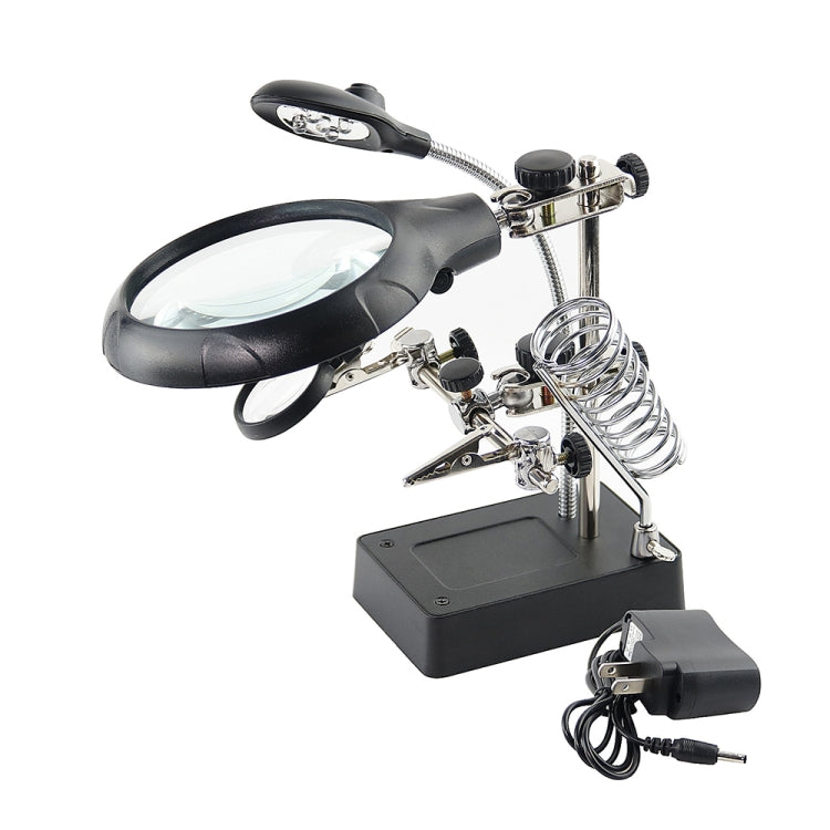 16129-C Suporte Auxiliar de Iluminação LED 2.5X/7.5X/10X Lupa de Manutenção, Ficha UE, Ficha EUA