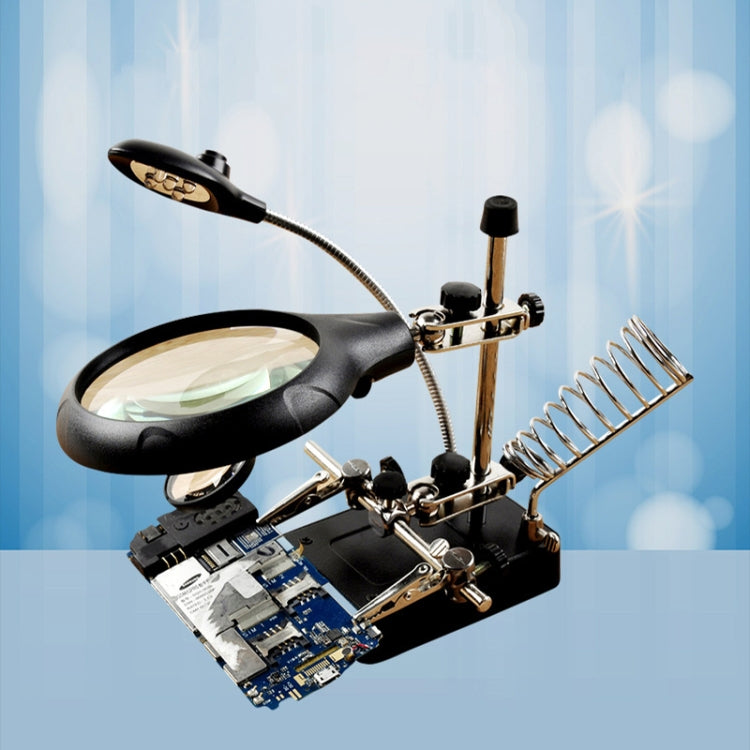 16129-C Suporte Auxiliar de Iluminação LED 2.5X/7.5X/10X Lupa de Manutenção, Ficha UE, Ficha EUA