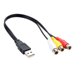 Cabo de Áudio AV USB para 3 RCA, 1 Macho 3 Fêmeas, 25cm, 1,5m