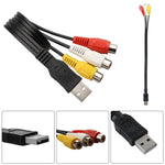 Cabo de Áudio AV USB para 3 RCA, 1 Macho 3 Fêmeas, 25cm, 1,5m
