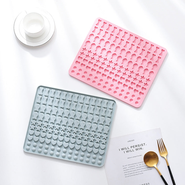 Tapete de Silicone com 130 Cavidades para Moldes de Mini Snacks para Animais de Estimação, Forma para Biscoitos e Bolos para Cão, Azul, Rosa