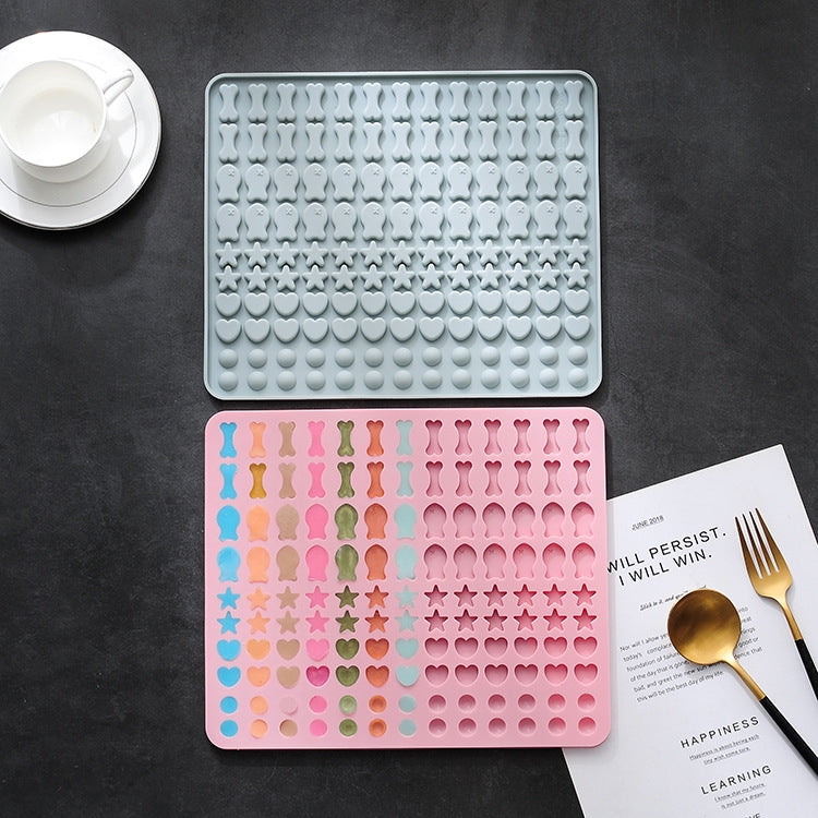 Tapete de Silicone com 130 Cavidades para Moldes de Mini Snacks para Animais de Estimação, Forma para Biscoitos e Bolos para Cão, Azul, Rosa