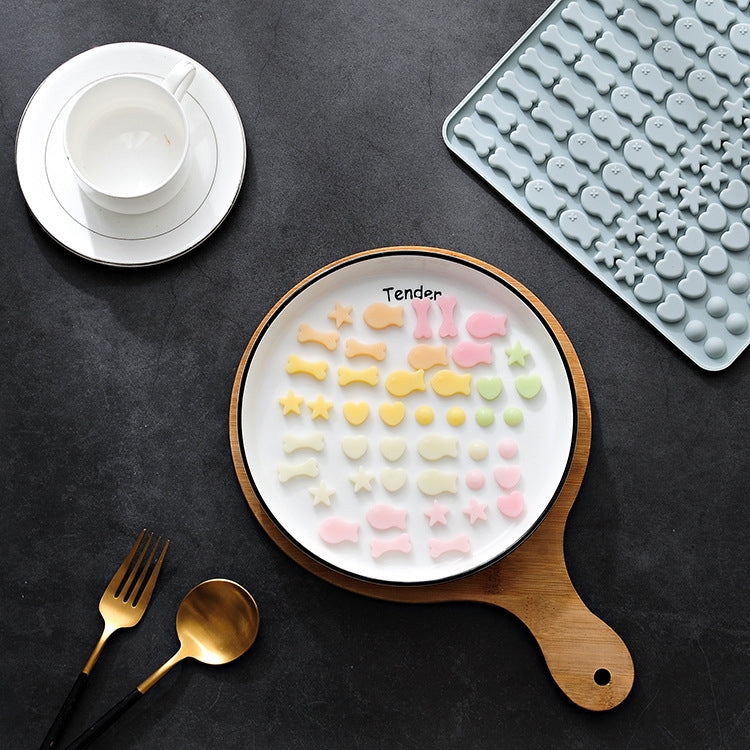 Tapete de Silicone com 130 Cavidades para Moldes de Mini Snacks para Animais de Estimação, Forma para Biscoitos e Bolos para Cão, Azul, Rosa