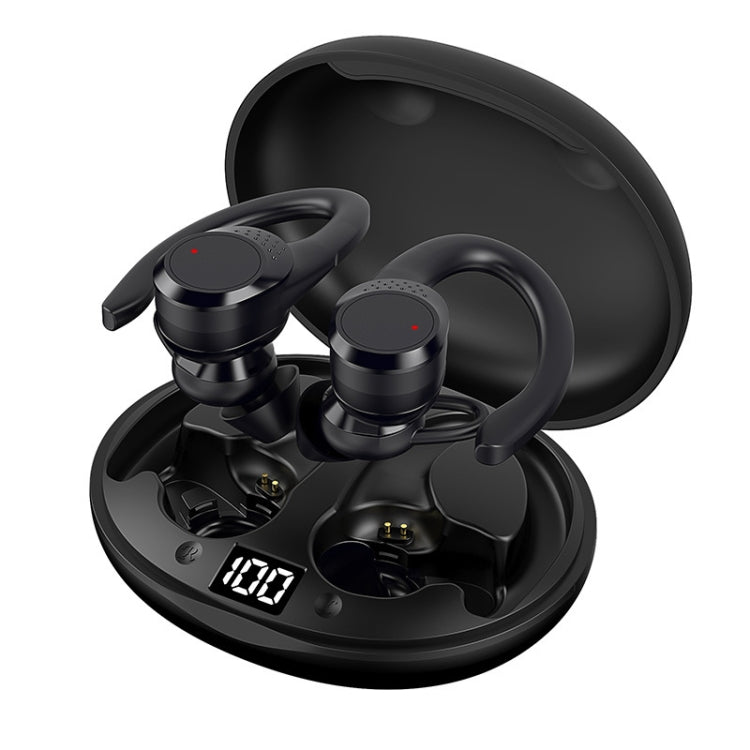 AX9 Auscultadores Bluetooth com Redução de Ruído, Ecrã Digital e Caixa de Carregamento, AX9 Preto
