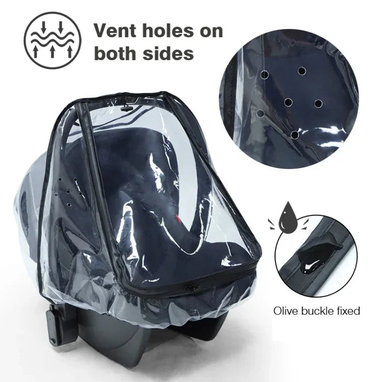 Capa de Chuva Transparente EVA para Assento de Segurança de Bebé e Carrinho de Bebé