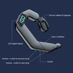 Auricular Bluetooth Desportivo Estéreo com Ecrã Digital e Condução Óssea V19, V19 Preto, V19 Branco, V19 Rosa, V19 Azul, V19 Verde