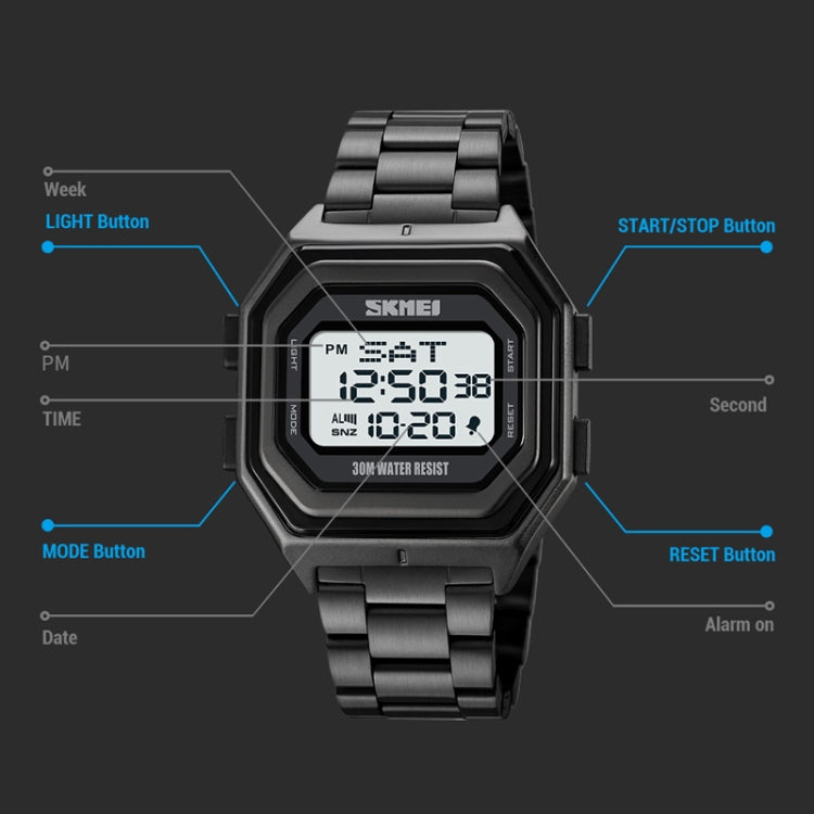 Relógio Eletrónico Masculino SKMEI 1875 para Exterior com Temporizador e Multifuncional, Estilo:, 1875 Correia de Aço Máquina Preta, 1875 Correia de Silicone Máquina Branca, 1875 Correia de Silicone Máquina Preta, 1875 Correia de Aço Máquina Branca