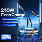 Cabo de Dados de Carregamento Rápido 240W, Comprimento: 1m, USB 2.0, USB 4.0