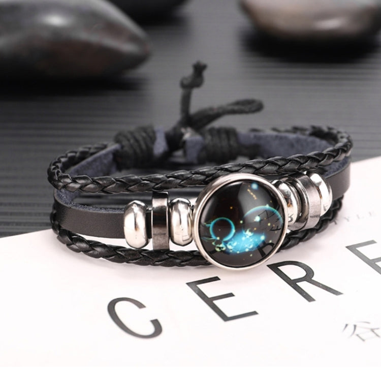 Twelve Constellations Multilayer Beaded Cowhide Bracelet, Style: Virgo Ordinary, Bracelet Leo Ordinary, Bracelet Libra Luminous, Bracelet Capricorn Luminous, Bracelet Scorpio Luminous, Bracelet Pisces Ordinary, Bracelet Cancer Luminous                 ...