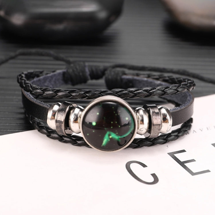 Twelve Constellations Multilayer Beaded Cowhide Bracelet, Style: Virgo Ordinary, Bracelet Leo Ordinary, Bracelet Libra Luminous, Bracelet Capricorn Luminous, Bracelet Scorpio Luminous, Bracelet Pisces Ordinary, Bracelet Cancer Luminous                 ...