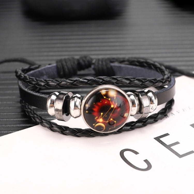 Pulseira de Couro com Múltiplas Camadas de Contas dos Doze Signos, Estilo: Virgem Normal, Pulseira Escorpião Luminoso, Pulseira Peixes Normal, Pulseira Caranguejo Luminoso, Pulseira Leão Luminoso, Pulseira Virgem Luminoso, Pulseira Gémeos Luminoso