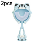S8 2 Unidades Escova de Dentes Manual em Silicone em Forma de U para Crianças de 2 a 12 Anos com Desenhos Animados de Animais