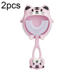 S8 2 Unidades Escova de Dentes Manual em Silicone em Forma de U para Crianças de 2 a 12 Anos com Desenhos Animados de Animais