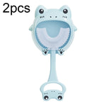 S8 2 Unidades Escova de Dentes Manual em Silicone em Forma de U para Crianças de 2 a 12 Anos com Desenhos Animados de Animais