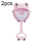 S8 2 Unidades Escova de Dentes Manual em Silicone em Forma de U para Crianças de 2 a 12 Anos com Desenhos Animados de Animais