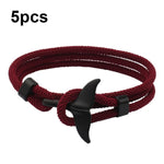 Pulseira Ajustável com Fecho Duplo e Corda Trançada com Cauda de Baleia, 5 unidades Rosa, 5 unidades Amarelo, 5 unidades Vinho, 5 unidades Azul Marinho, 5 unidades Caqui, 5 unidades Vermelho, 5 unidades Preto, 5 unidades Azul Claro, 5 unidades Bege