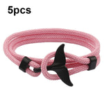 Pulseira Ajustável com Fecho Duplo e Corda Trançada com Cauda de Baleia, 5 unidades Rosa, 5 unidades Amarelo, 5 unidades Vinho, 5 unidades Azul Marinho, 5 unidades Caqui, 5 unidades Vermelho, 5 unidades Preto, 5 unidades Azul Claro, 5 unidades Bege