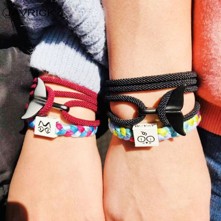 Pulseira Ajustável com Fecho Duplo e Corda Trançada com Cauda de Baleia, 5 unidades Rosa, 5 unidades Amarelo, 5 unidades Vinho, 5 unidades Azul Marinho, 5 unidades Caqui, 5 unidades Vermelho, 5 unidades Preto, 5 unidades Azul Claro, 5 unidades Bege